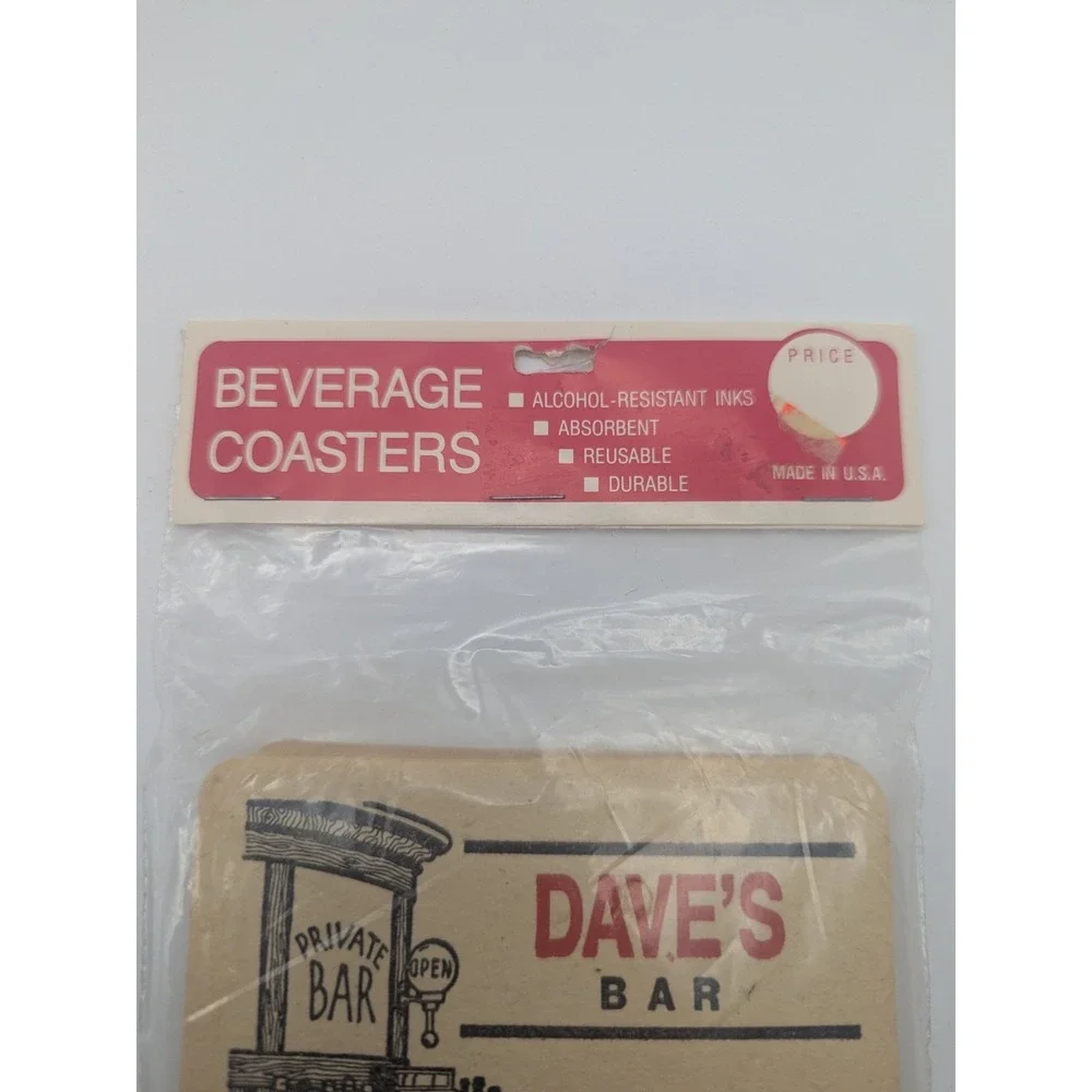 Vintage Maude Corp Daves Bar Beverage Coasters Absorbent Reusable‎ Made in USA